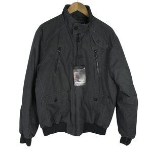 Brave Soul Black Label Black Cotton Canvas Zip Knit Collar Cuffs Jacket Large L